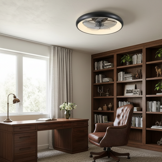 22 Inch Low Profile Ceiling Fan with LED Light, Flush Mount