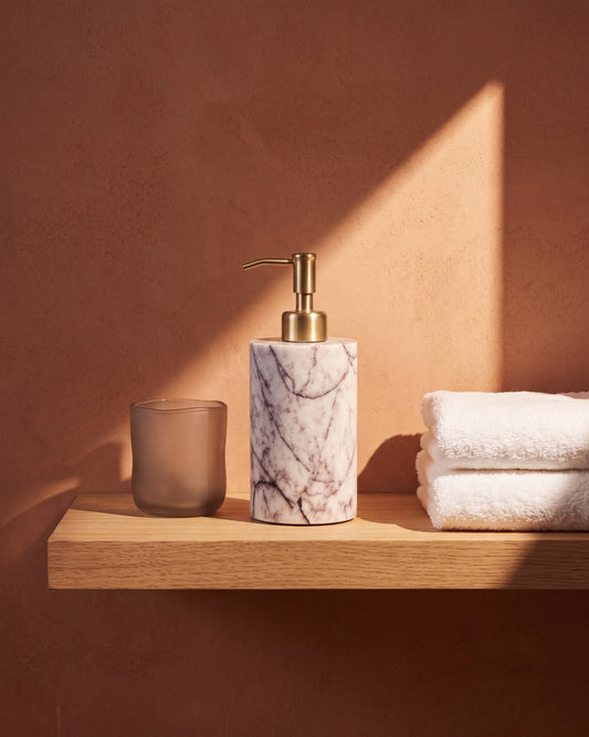 Italian Lilac Marble Soap Dispenser with Gold Pump