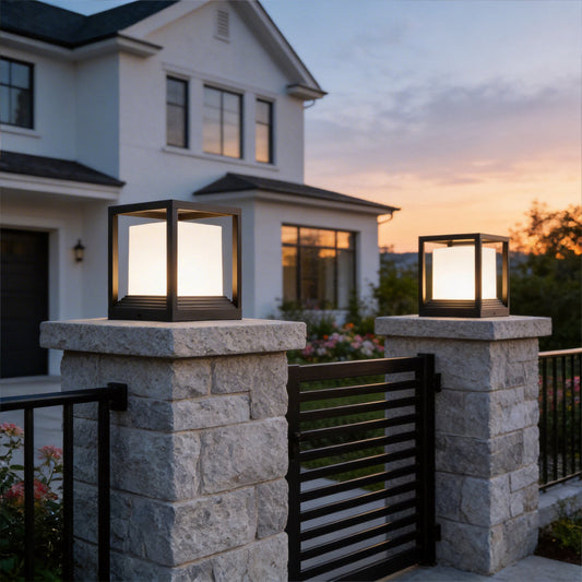 Garden Pedestal Lights Minimalist Square Waterproof LED Light