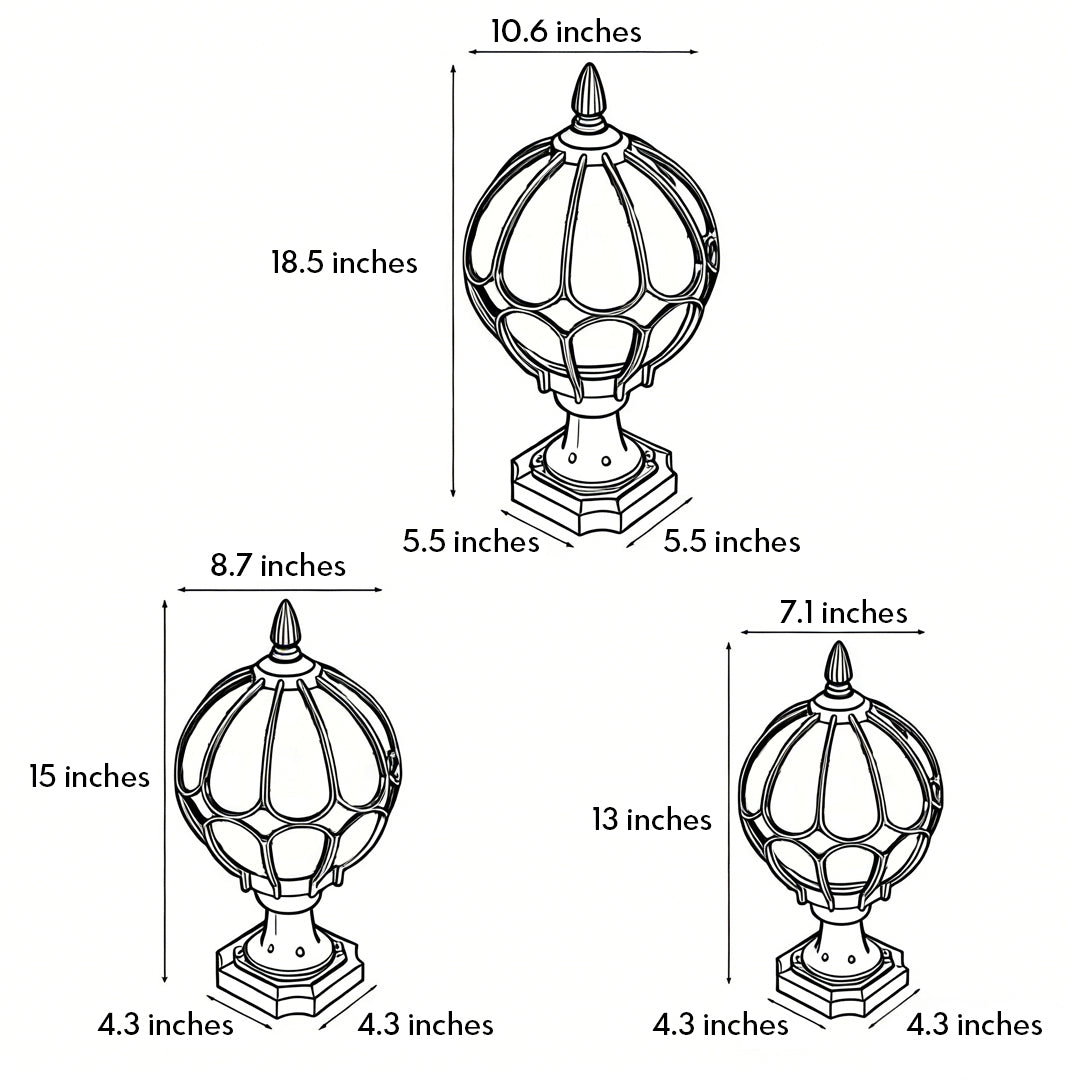 Outdoor Globe Post Light, Vintage Glass Globe LED Landscape Light for Fence, Deck and Garden