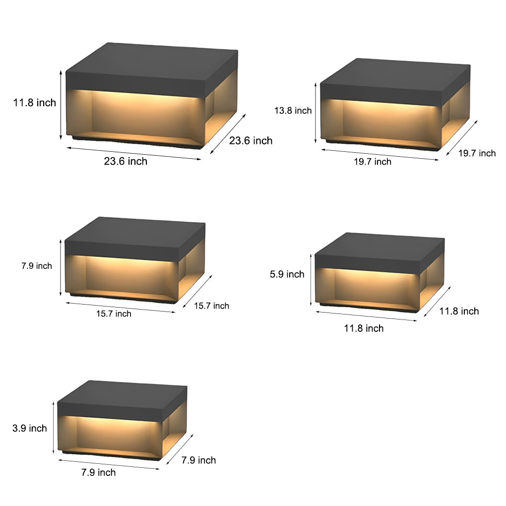 Square Solar Post Light, LED Outdoor Landscape Lighting for Deck, Fence and Patio, Waterproof Black