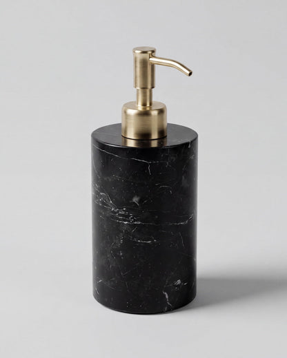 Nero Marquina Marble Soap Dispenser with Gold Pump