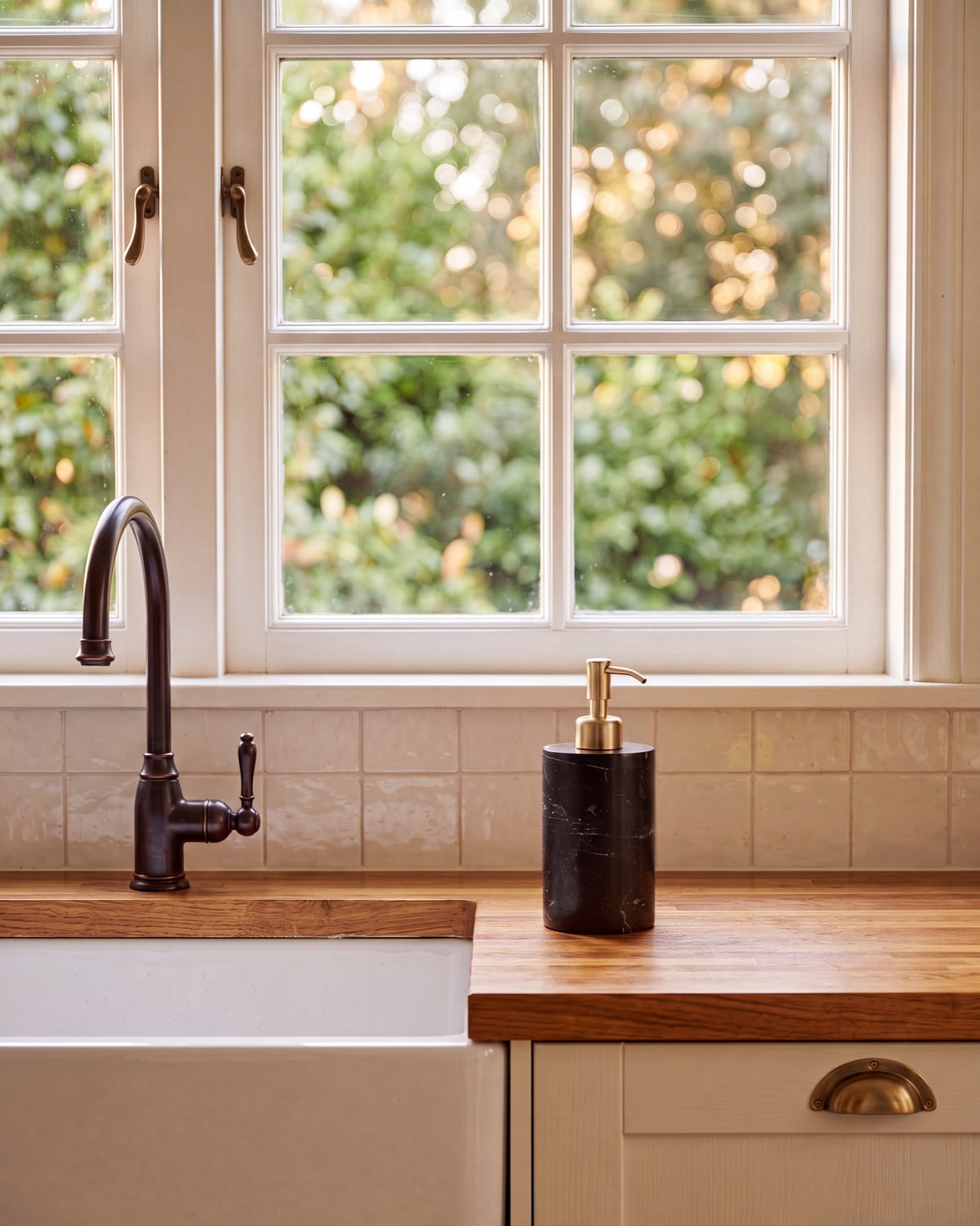 Nero Marquina Marble Soap Dispenser with Gold Pump