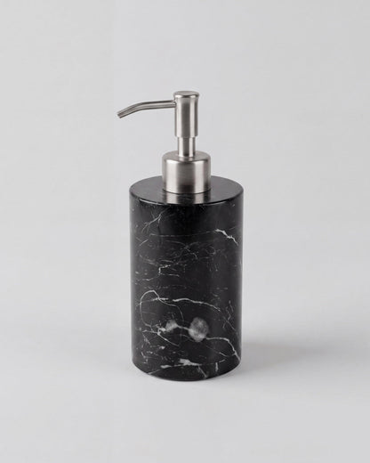 Nero Marquina Marble Soap Dispenser with Silver Pump