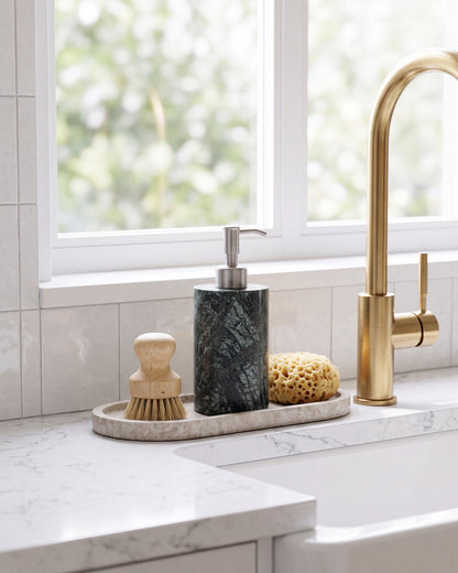 Indian Green Marble Soap Dispenser with Silver Pump