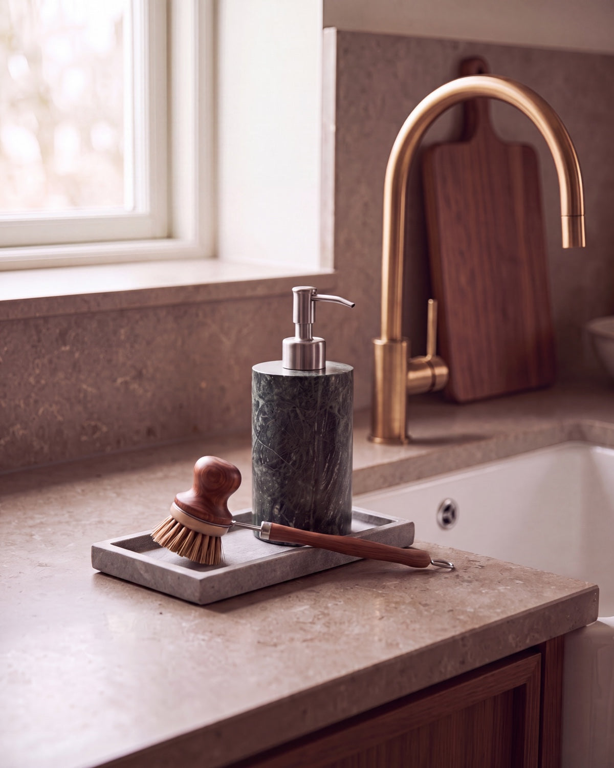 Indian Green Marble Soap Dispenser with Silver Pump
