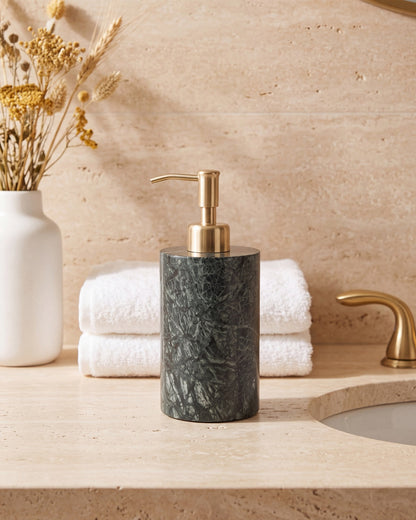 Indian Green Marble Soap Dispenser with Gold Pump