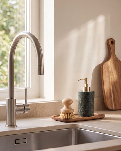 Indian Green Marble Soap Dispenser with Gold Pump