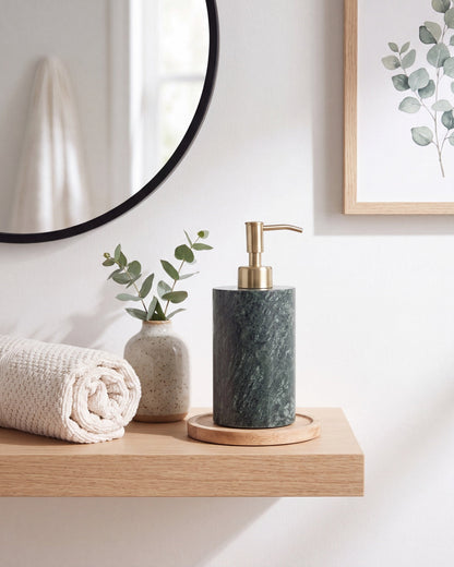 Indian Green Marble Soap Dispenser with Gold Pump