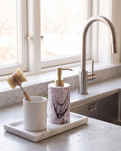 Italian Lilac Marble Soap Dispenser with Gold Pump