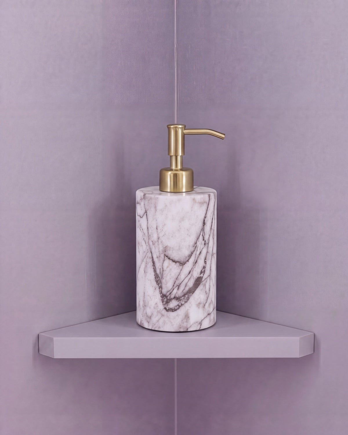 Italian Lilac Marble Soap Dispenser with Gold Pump