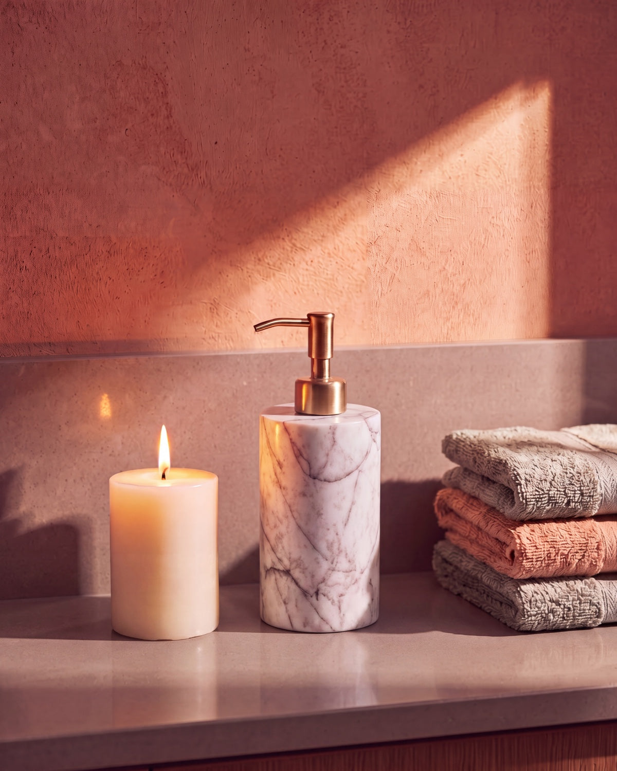 Italian Lilac Marble Soap Dispenser with Gold Pump