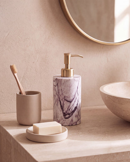 Italian Lilac Marble Soap Dispenser with Gold Pump