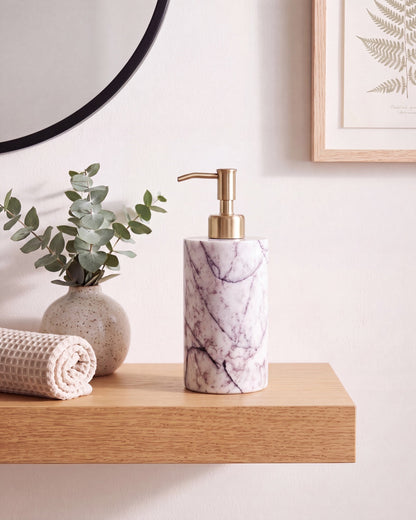 Italian Lilac Marble Soap Dispenser with Gold Pump