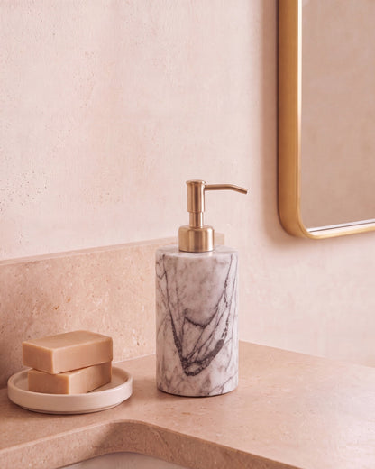 Italian Lilac Marble Soap Dispenser with Gold Pump