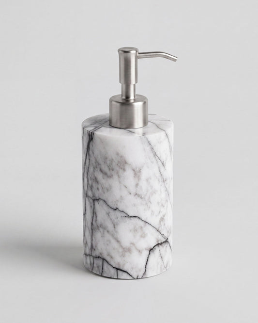 Turkish Lilac Marble Soap Dispenser with Silver Pump