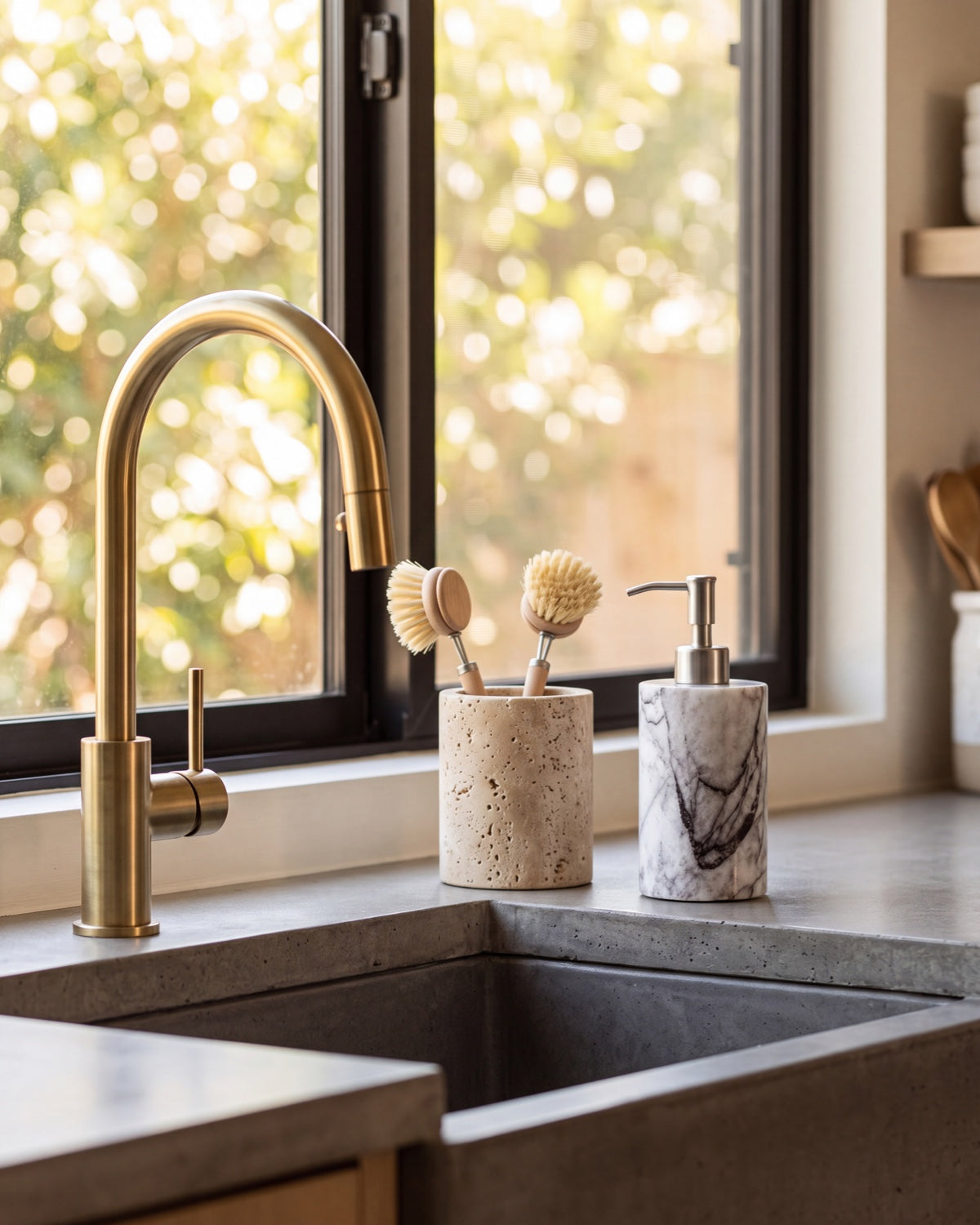 Turkish Lilac Marble Soap Dispenser with Silver Pump