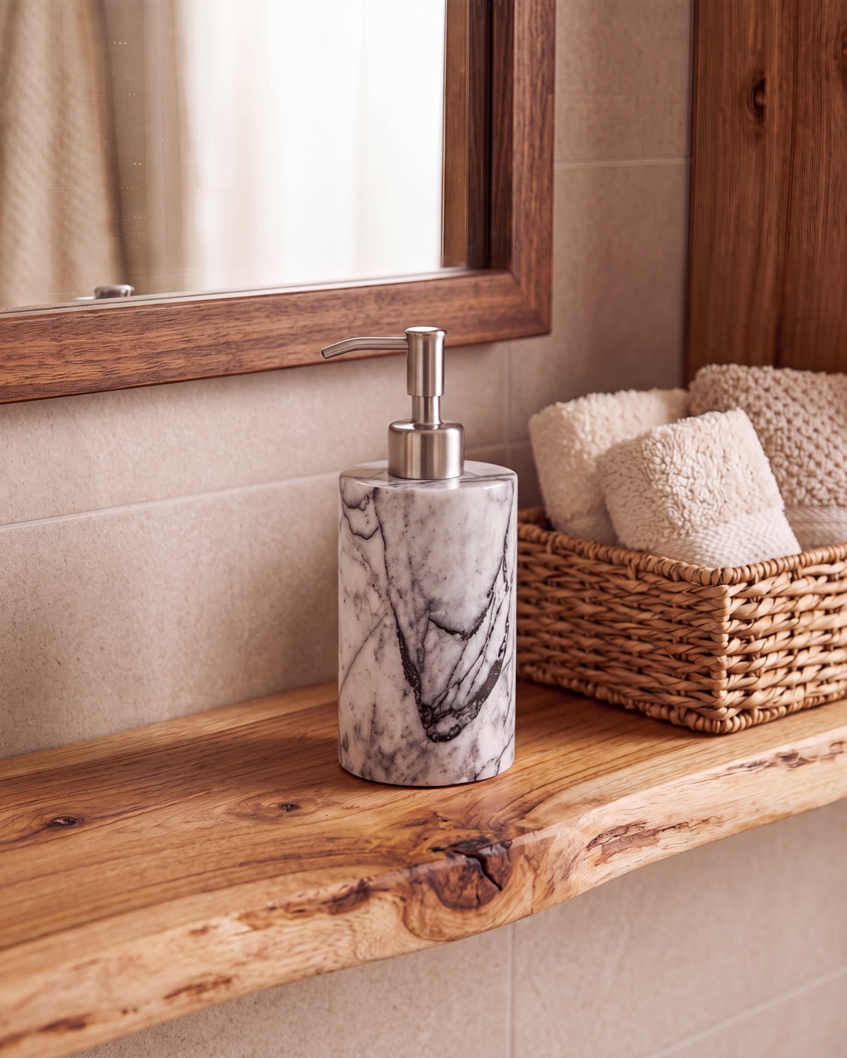 Turkish Lilac Marble Soap Dispenser with Silver Pump