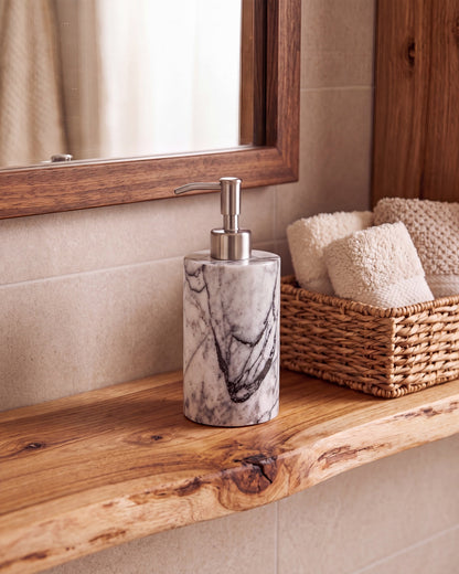 Turkish Lilac Marble Soap Dispenser with Silver Pump