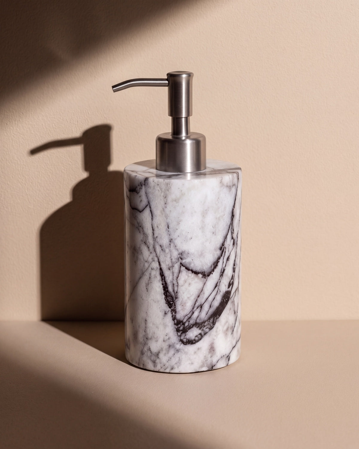 Turkish Lilac Marble Soap Dispenser with Silver Pump
