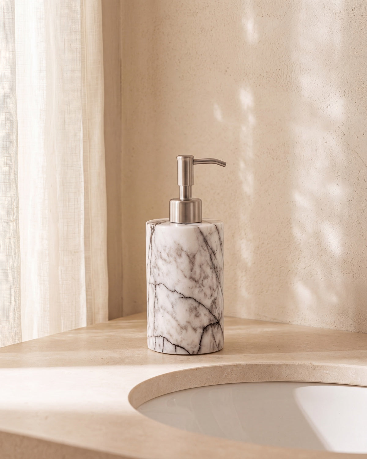 Turkish Lilac Marble Soap Dispenser with Silver Pump