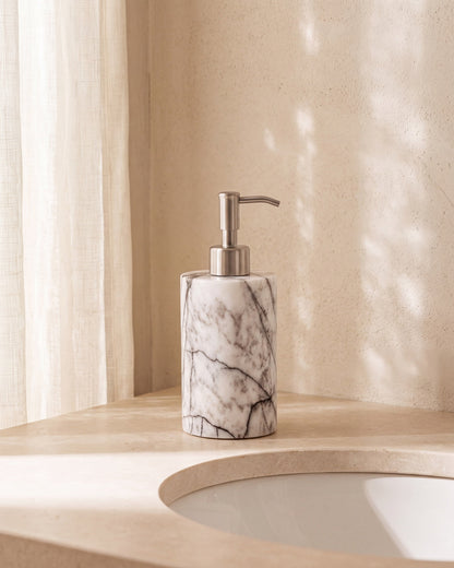 Turkish Lilac Marble Soap Dispenser with Silver Pump