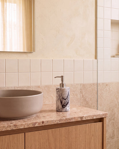 Turkish Lilac Marble Soap Dispenser with Silver Pump