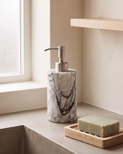 Turkish Lilac Marble Soap Dispenser with Silver Pump
