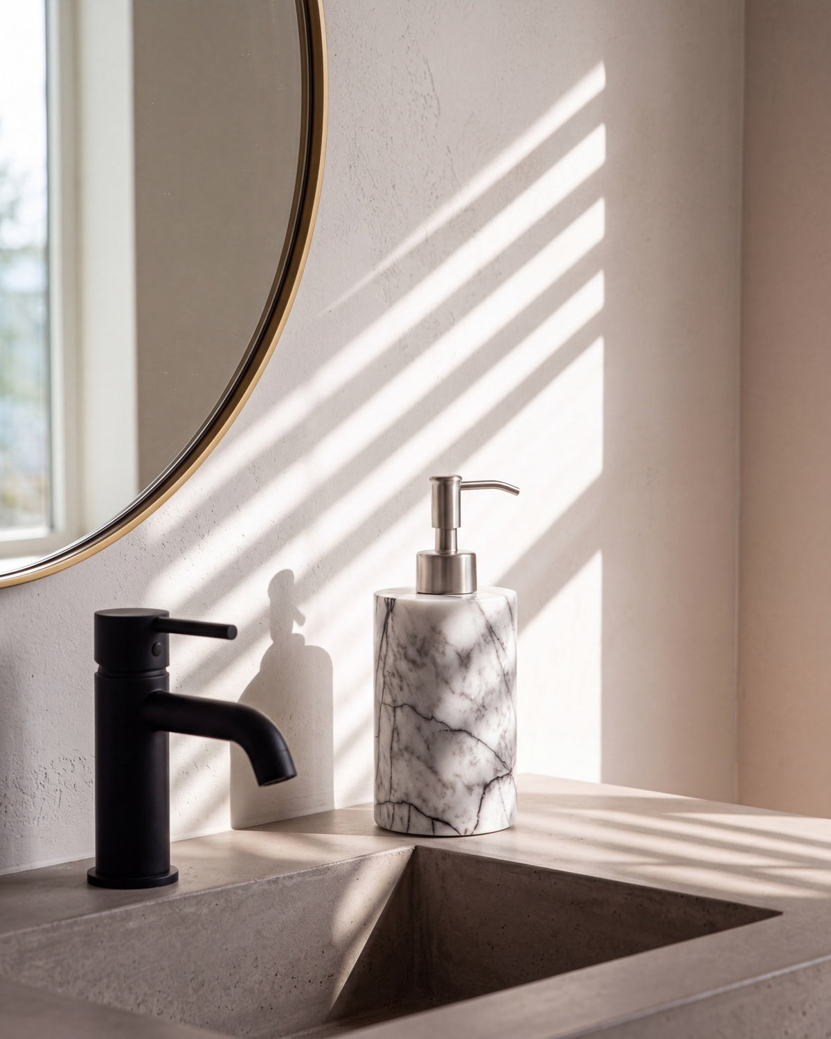 Turkish Lilac Marble Soap Dispenser with Silver Pump