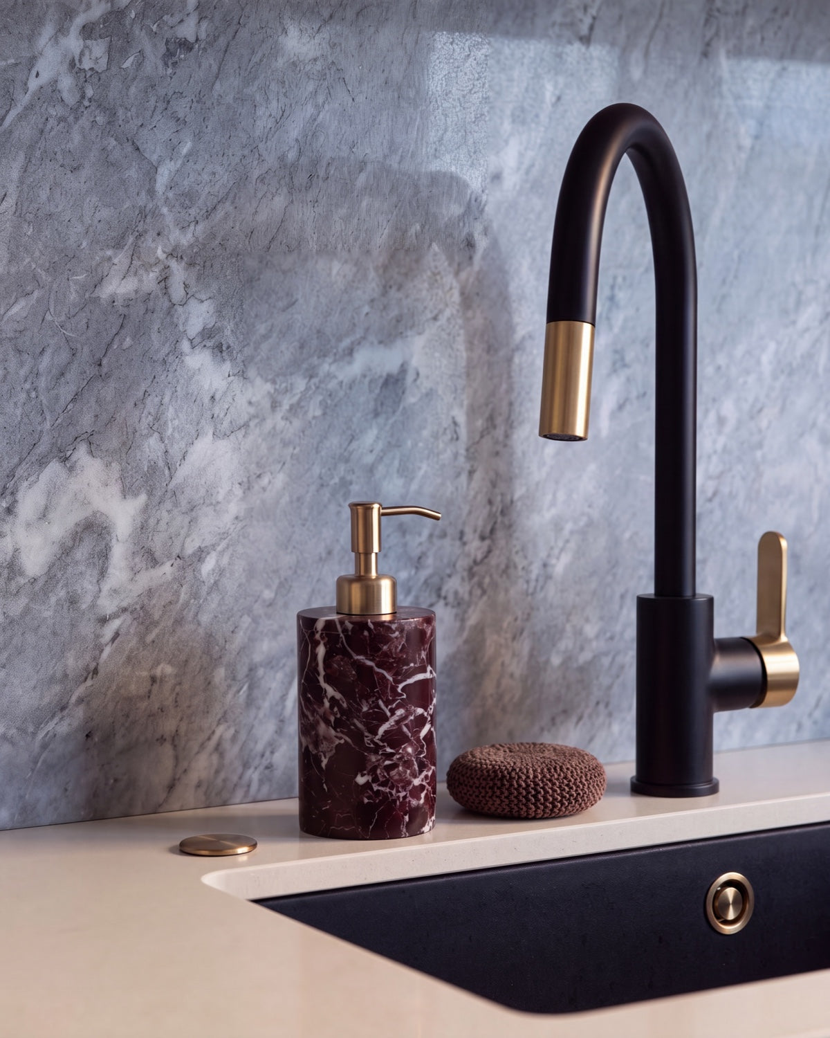 Rosa Levanto Marble Soap Dispenser with Gold Pump