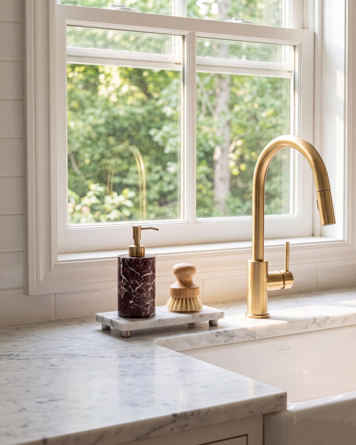 Rosa Levanto Marble Soap Dispenser with Gold Pump