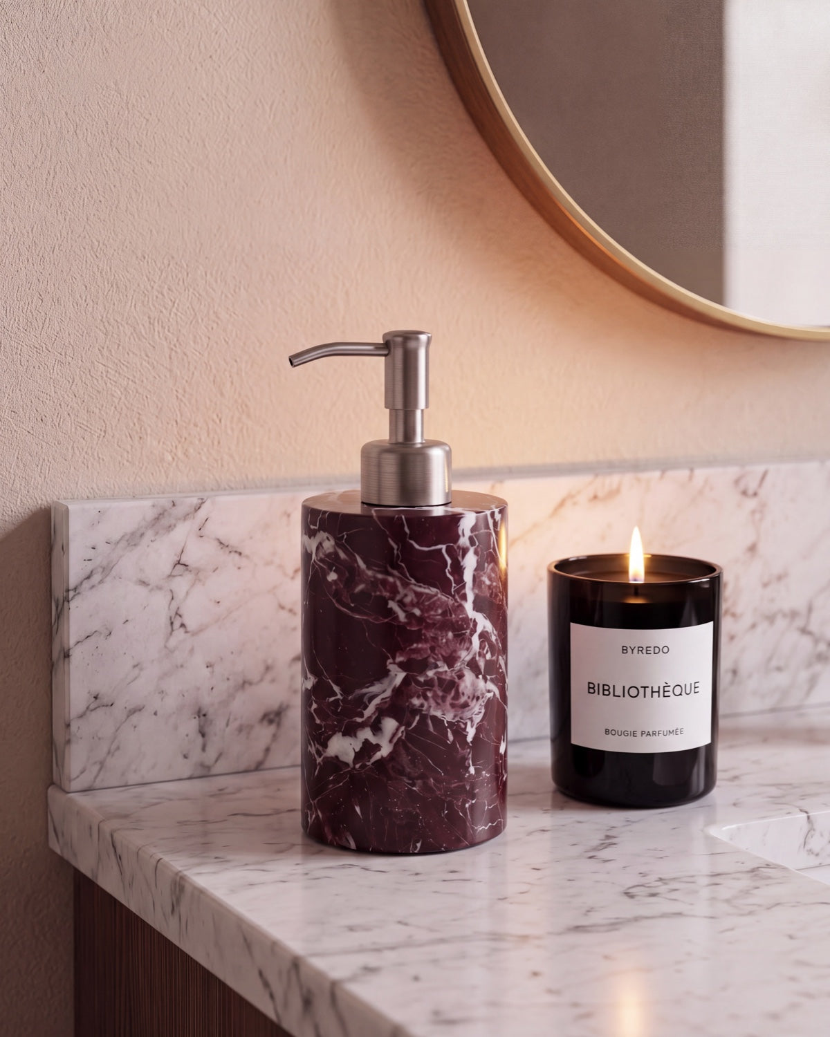 Rosa Levanto Marble Soap Dispenser with Silver Pump