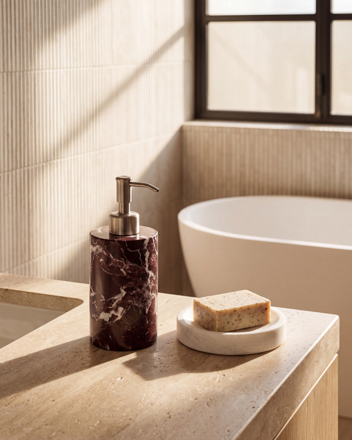 Rosa Levanto Marble Soap Dispenser with Silver Pump