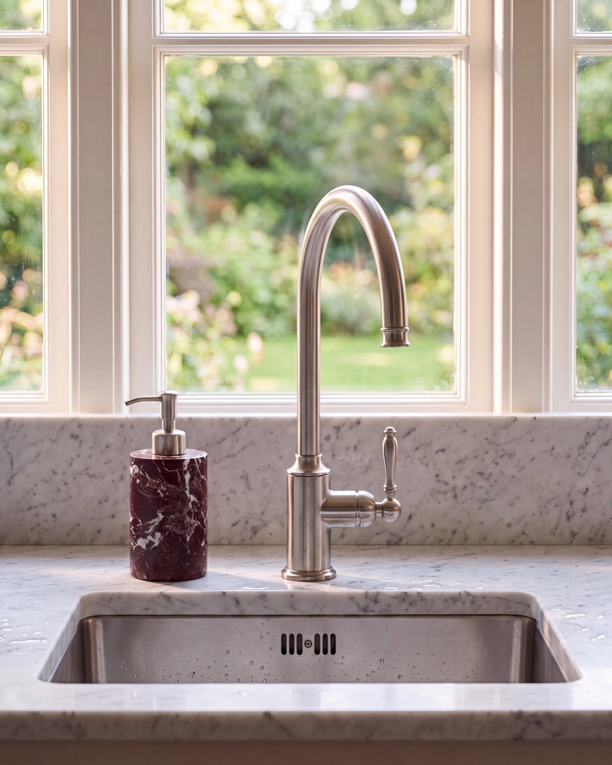 Rosa Levanto Marble Soap Dispenser with Silver Pump
