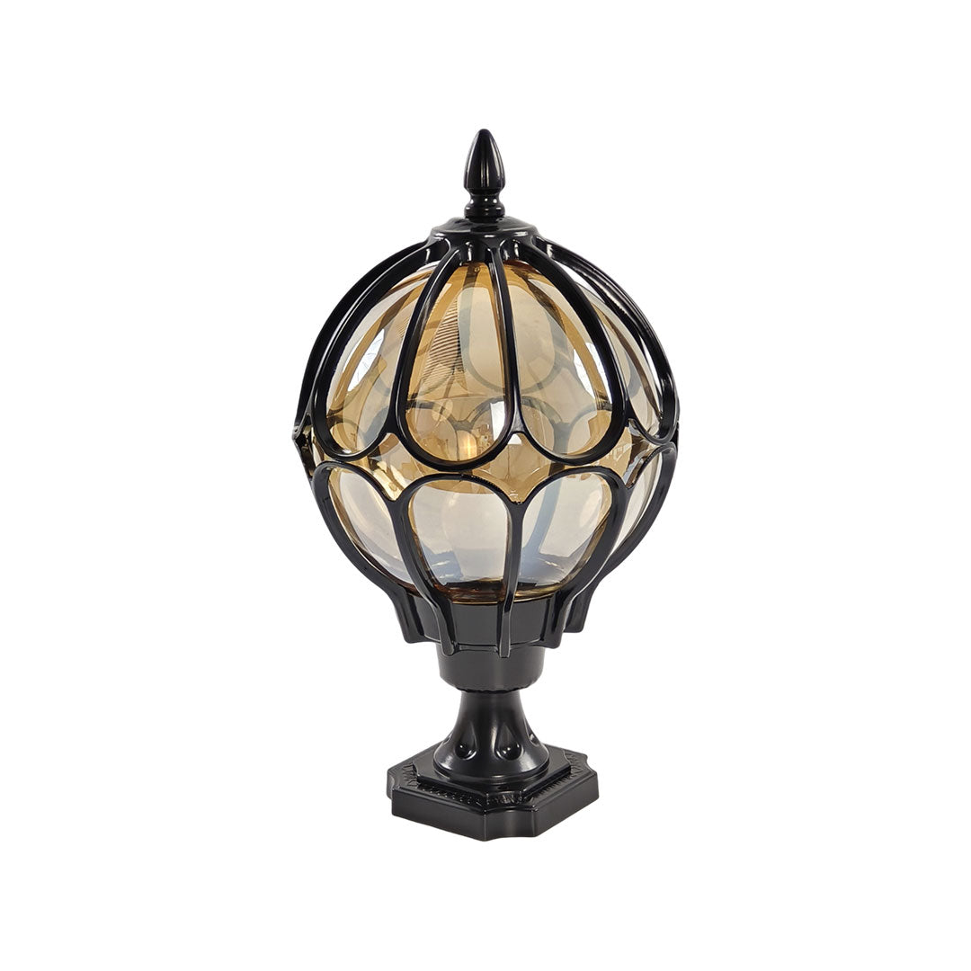 Outdoor Globe Post Light, Vintage Glass Globe LED Landscape Light for Fence, Deck and Garden