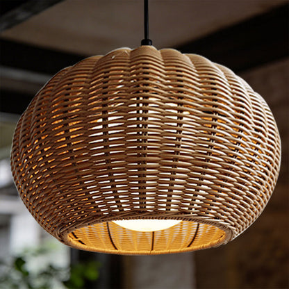 Woven Rattan Outdoor Pendant Light – Waterproof Ceiling Light