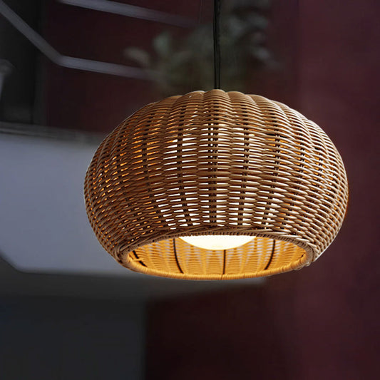 Woven Rattan Outdoor Pendant Light – Waterproof Ceiling Light