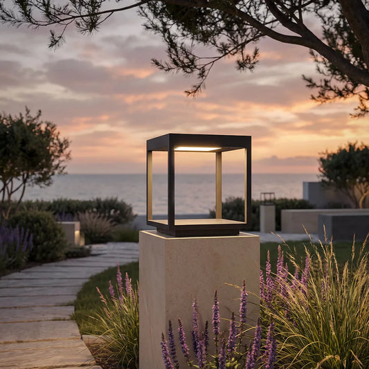 Concrete Pillar Lights Modern Open-Frame Square LED Light