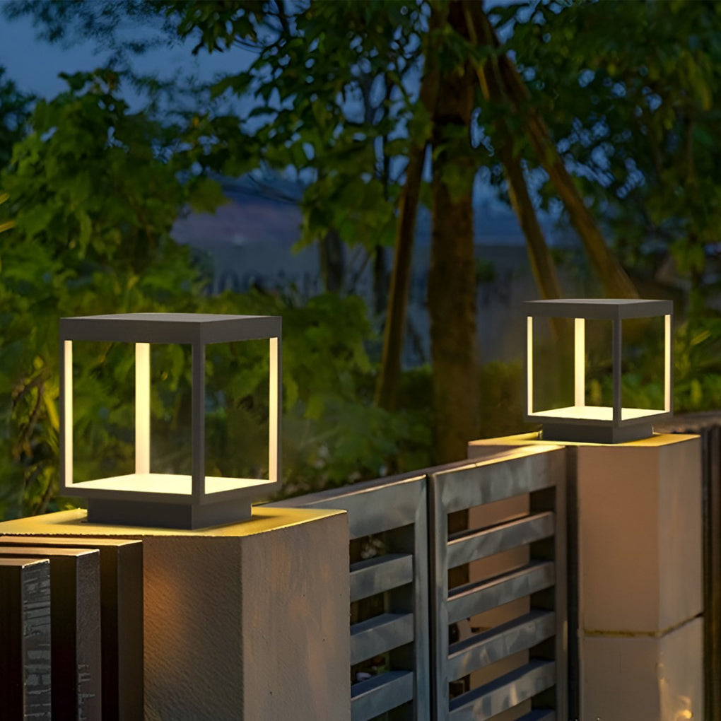 Concrete Pillar Lights Modern Open-Frame Square LED Light
