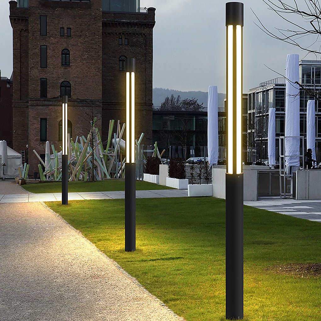 Modern LED Bollard Lights, Cylindrical Outdoor Landscape Lighting