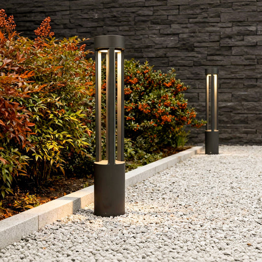 LED Bollard Path Lights, Modern Black Outdoor Landscape Lighting