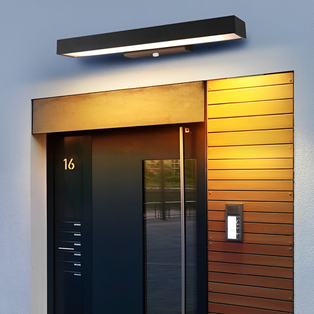 LED Linear Wall Light Outdoor Black Rectangular Lamp