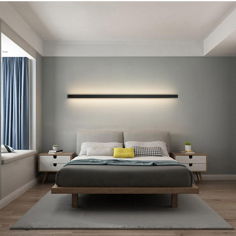 Linear Outdoor Wall Sconce Minimalist LED Black Lamp