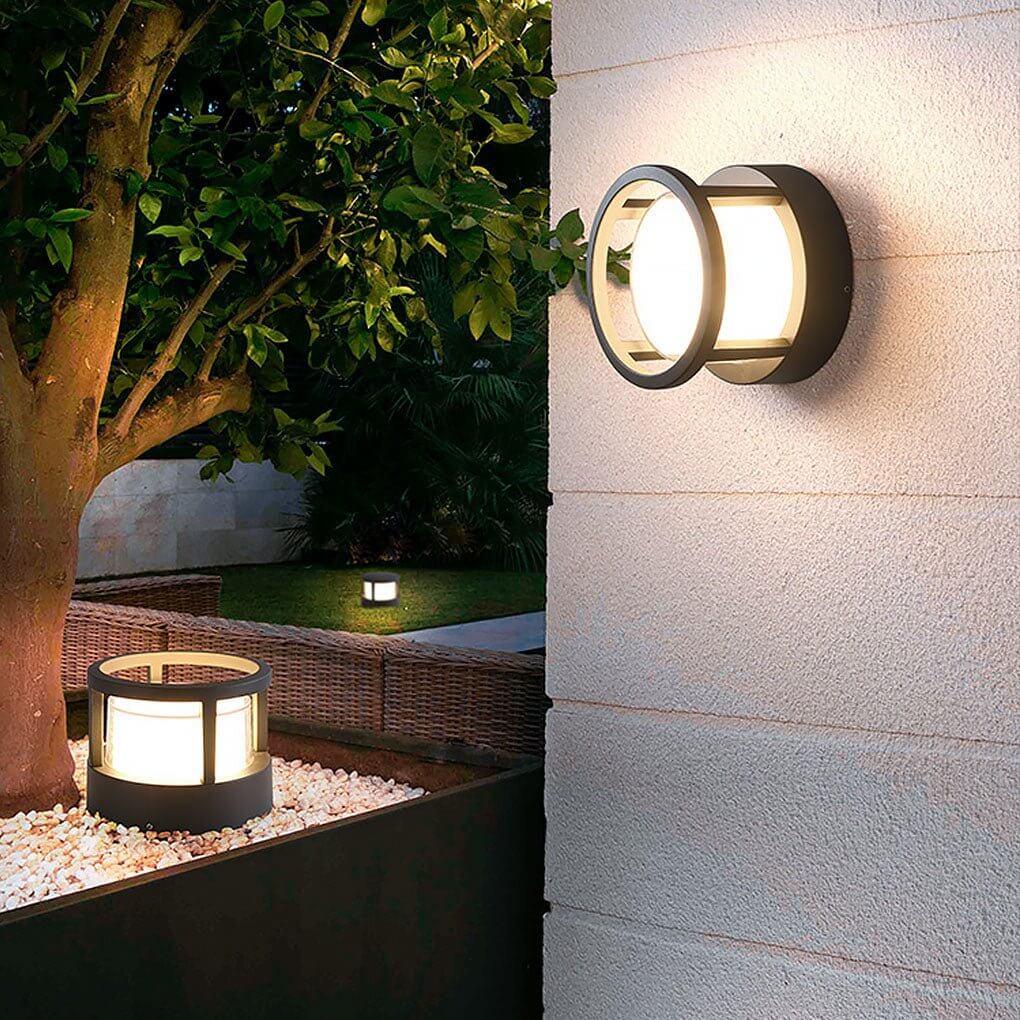 Modern Outdoor Post Light, Round LED Landscape Light for Garden, Patio and Walkway