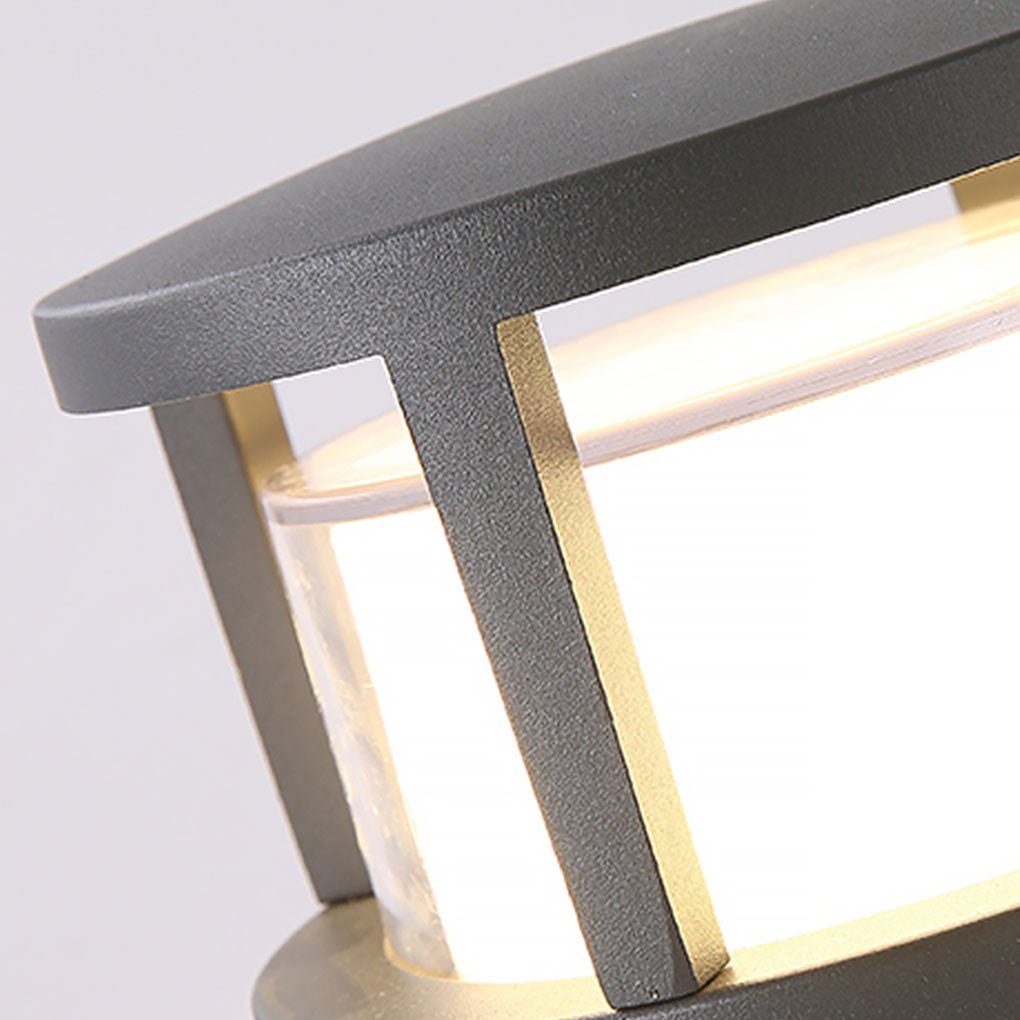 Modern Outdoor Post Light, Round LED Landscape Light for Garden, Patio and Walkway
