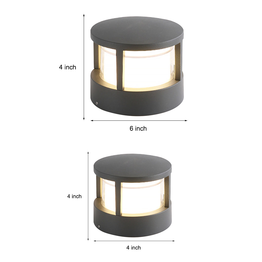 Modern Outdoor Post Light, Round LED Landscape Light for Garden, Patio and Walkway