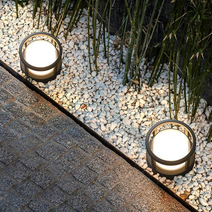 Modern Outdoor Post Light, Round LED Landscape Light for Garden, Patio and Walkway