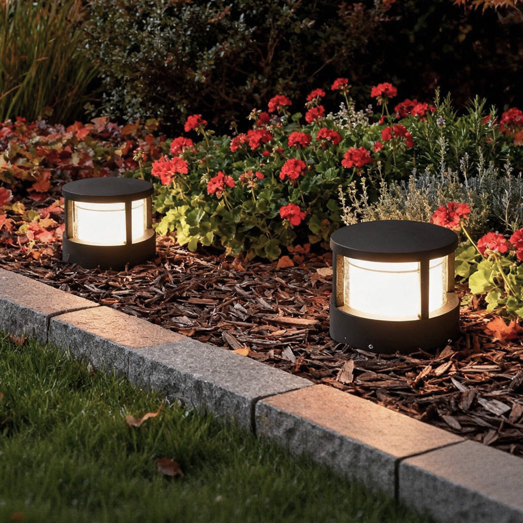 Modern Outdoor Post Light, Round LED Landscape Light for Garden, Patio and Walkway