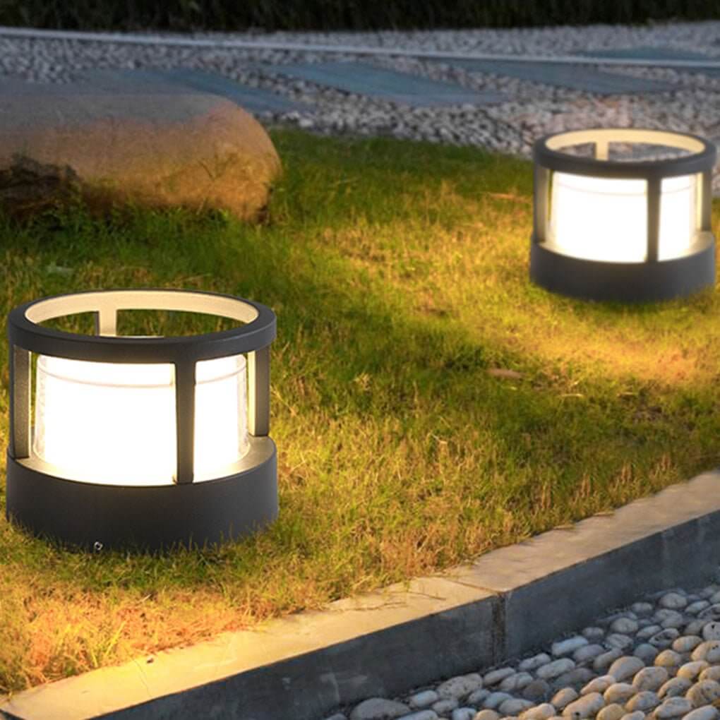 Modern Outdoor Post Light, Round LED Landscape Light for Garden, Patio and Walkway