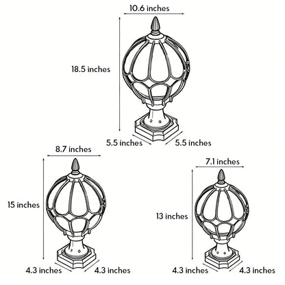 Outdoor Globe Post Light, Vintage Glass Globe LED Landscape Light for Fence, Deck and Garden